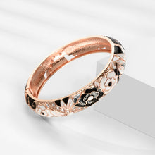 Cargar imagen en el visor de la galería, UJOY Set of Fashion Cloisonne Bracelets Gold Plated Black Rose Flower Filigree Enameled Womens Gifts