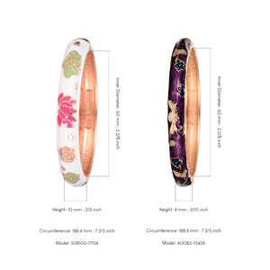UJOY Handcrafted Cloisonne Bangle Bracelets Enamel Metal Handcuff Jewelry Set Box Gift for Women