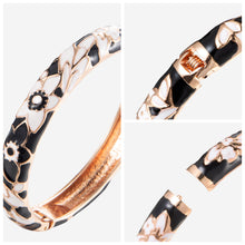 Cargar imagen en el visor de la galería, UJOY Colors Handcraft Jewelry Cloisonne Bracelet Enamel Flowers Spring Hinged Womens Bangles