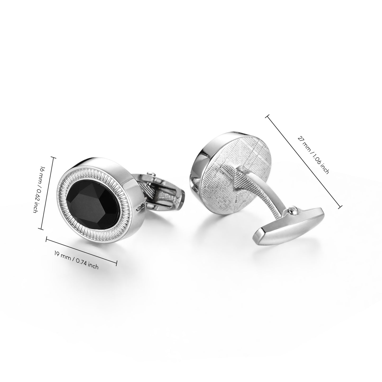 UJOY Men's Jewelry Cufflinks for Tuxedo Shirts for Weddings, Business, Dinner Black Stone