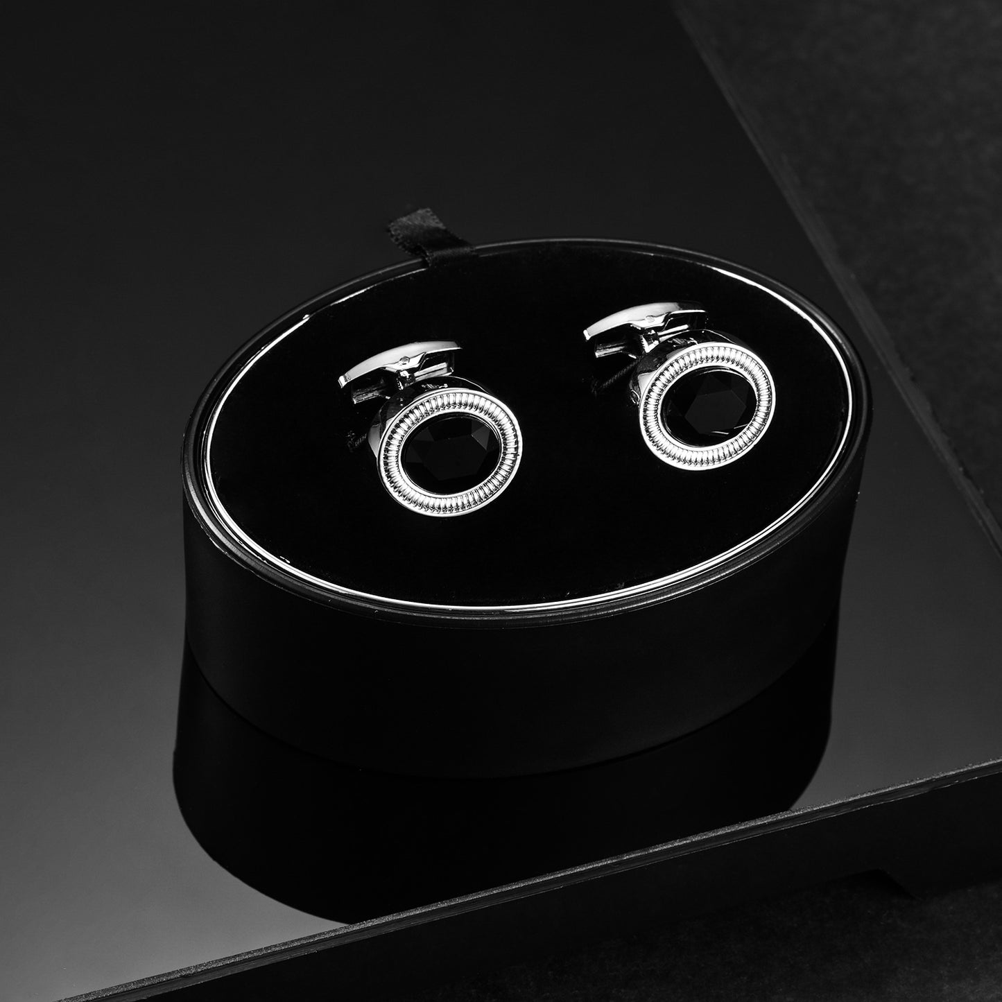 UJOY Men's Jewelry Cufflinks for Tuxedo Shirts for Weddings, Business, Dinner Black Stone