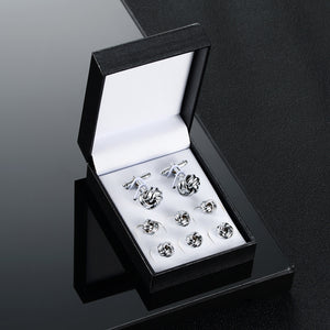 UJOY Cufflinks and Studs Set Blanks Shirt Tuxedo Buttons Packed in Cufflink Box for Men
