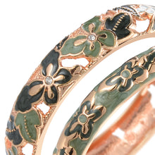 Cargar imagen en el visor de la galería, UJOY Fashion Cloisonne Bracelets Gold Plated Butterfly Filigree Enameled Womens Set of Gifts Bangles