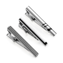 Cargar imagen en el visor de la galería, UJOY Tie Clips for Men, 3 Pcs Tie Bars Pinch Clip Set Silver Black 2.3 Inches Business Shirt Necktie Parts