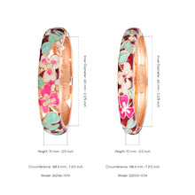 Cargar imagen en el visor de la galería, UJOY Fashion Set of Cloisonne Bracelets Gold Plated Flowers Filigree Enameled Womens Gifts Bangles Spring Hinged