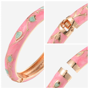 UJOY Vintage Bracelet Cloisonne Women Girls Hinged Bangles Enameled Flowers Bracelets