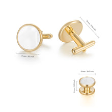 Cargar imagen en el visor de la galería, UJOY Mens Mother of Pearl Cufflinks and Studs Tuxedo Bottons Set Presentation Box Business Dress Parts for Wedding Party