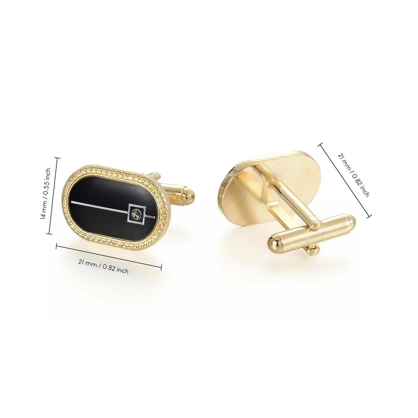 UJOY Men's Jewelry Cufflinks for Tuxedo Shirts for Weddings, Business, Dinner Black in Gold