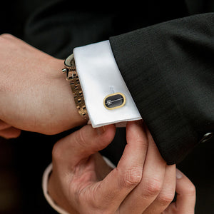 UJOY Men's Jewelry Cufflinks for Tuxedo Shirts for Weddings, Business, Dinner Black in Gold
