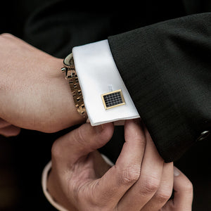 UJOY Men's Jewelry Cufflinks Black in Gold for Tuxedo Shirts for Weddings, Business, Dinner