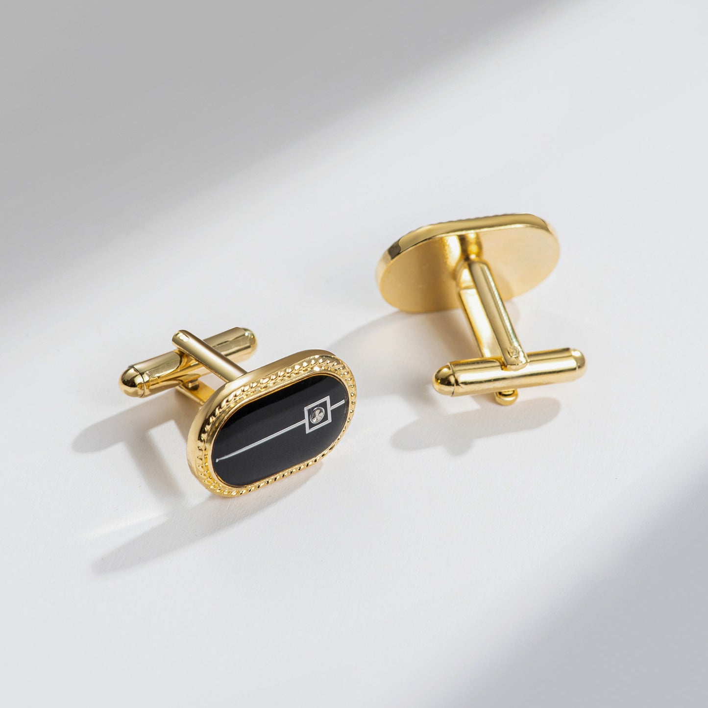 UJOY Men's Jewelry Cufflinks for Tuxedo Shirts for Weddings, Business, Dinner Black in Gold