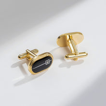 Cargar imagen en el visor de la galería, UJOY Men&#39;s Jewelry Cufflinks for Tuxedo Shirts for Weddings, Business, Dinner Black in Gold