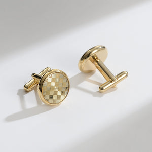 UJOY Mens Mother of Pearl Cufflinks and Studs Tuxedo Bottons Set Presentation Box Business Dress Parts for Wedding Party