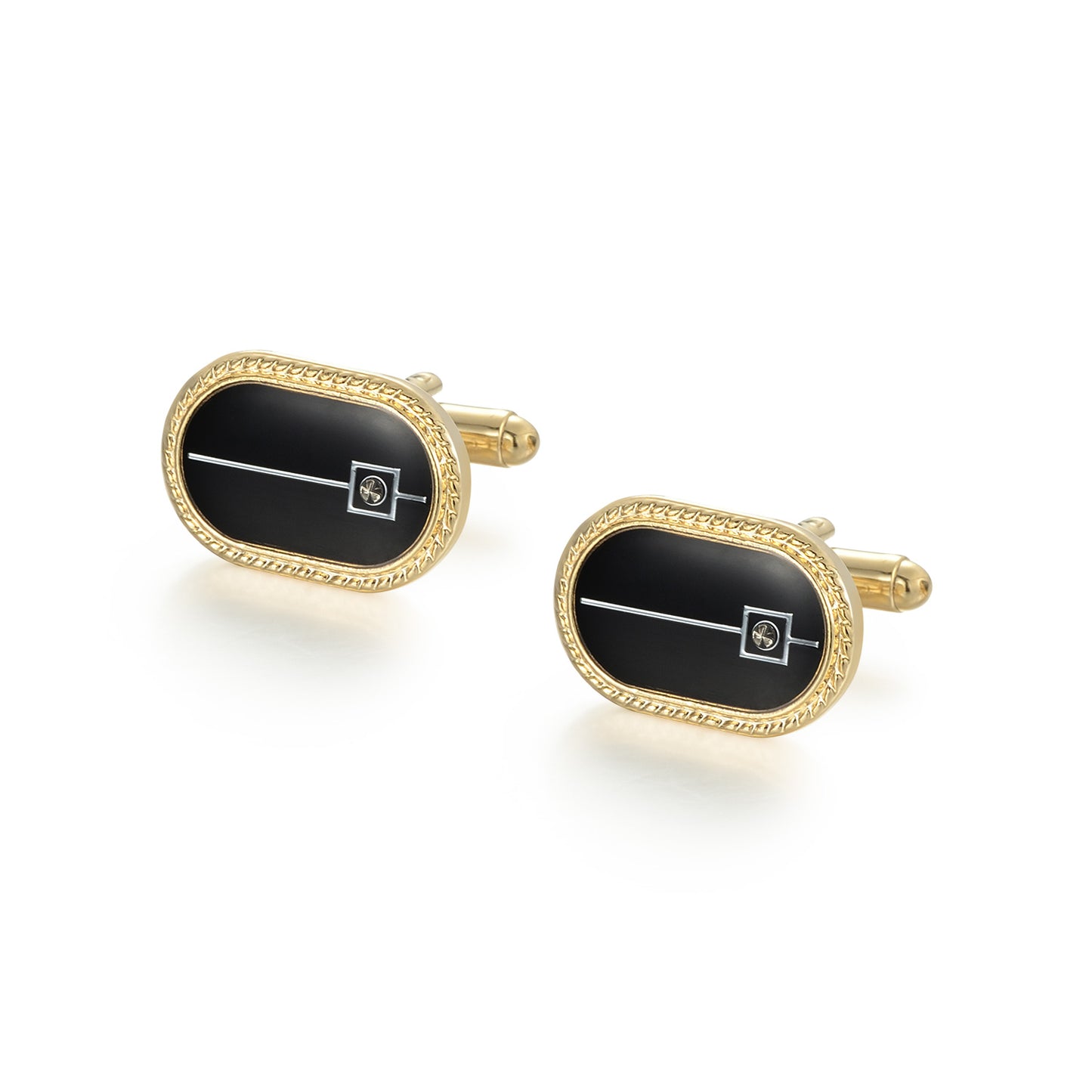 UJOY Men's Jewelry Cufflinks for Tuxedo Shirts for Weddings, Business, Dinner Black in Gold