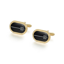 Cargar imagen en el visor de la galería, UJOY Men&#39;s Jewelry Cufflinks for Tuxedo Shirts for Weddings, Business, Dinner Black in Gold