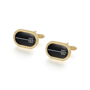 UJOY Men's Jewelry Cufflinks for Tuxedo Shirts for Weddings, Business, Dinner Black in Gold