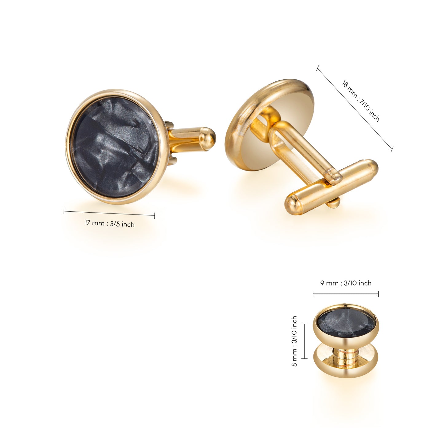 UJOY Mens Mother of Pearl Cufflinks and Studs Tuxedo Bottons Set Presentation Box Business Dress Parts for Wedding Party