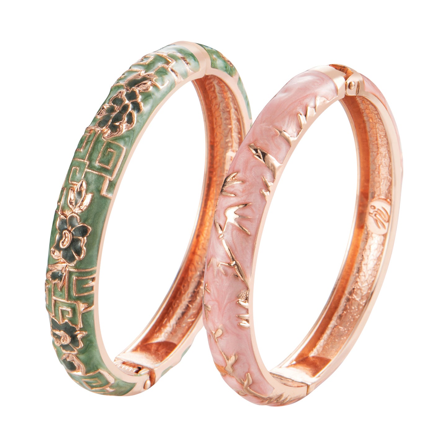 UJOY Set of Cloisonne BraceletsOpenable Hinge Gold Cuff Enamel Bangle Jewelry Gift for Women