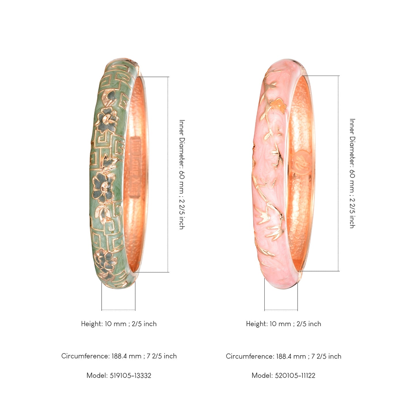 UJOY Set of Cloisonne BraceletsOpenable Hinge Gold Cuff Enamel Bangle Jewelry Gift for Women