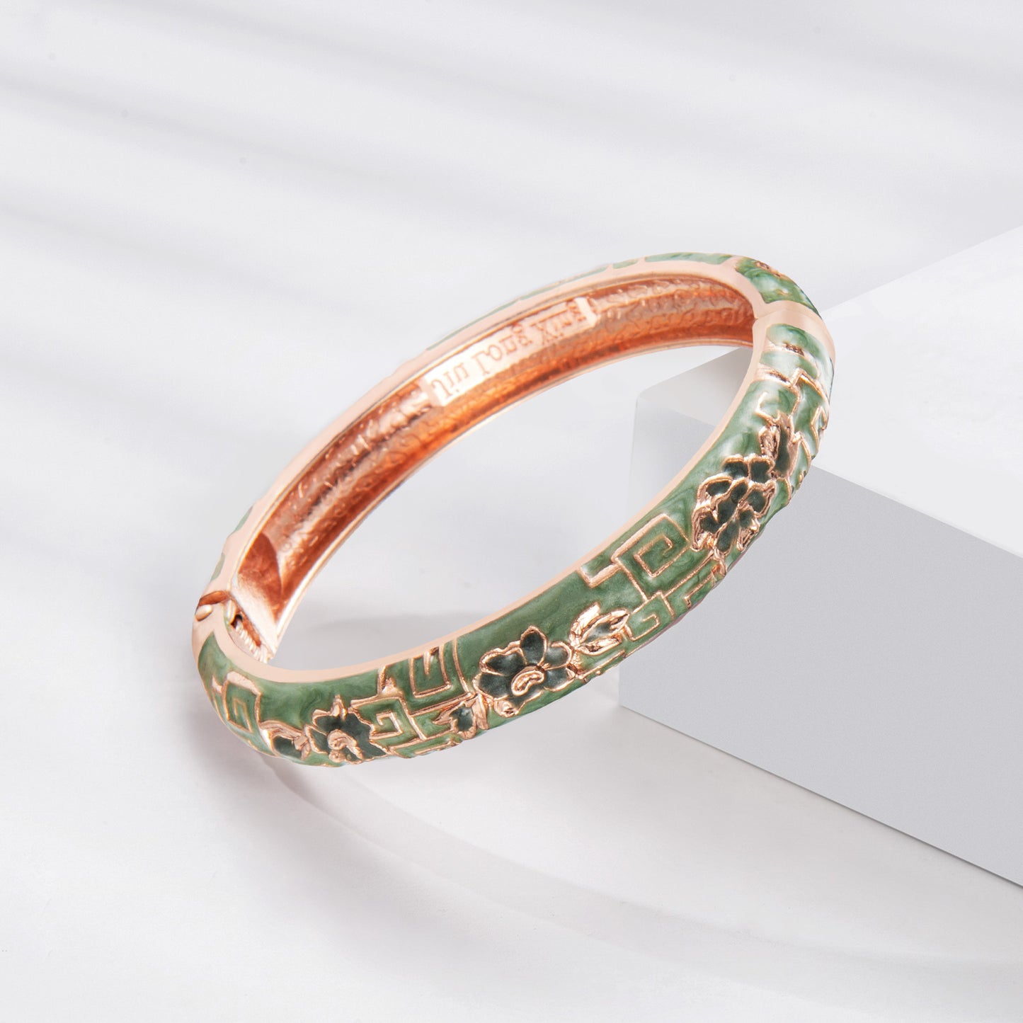 UJOY Set of Cloisonne BraceletsOpenable Hinge Gold Cuff Enamel Bangle Jewelry Gift for Women