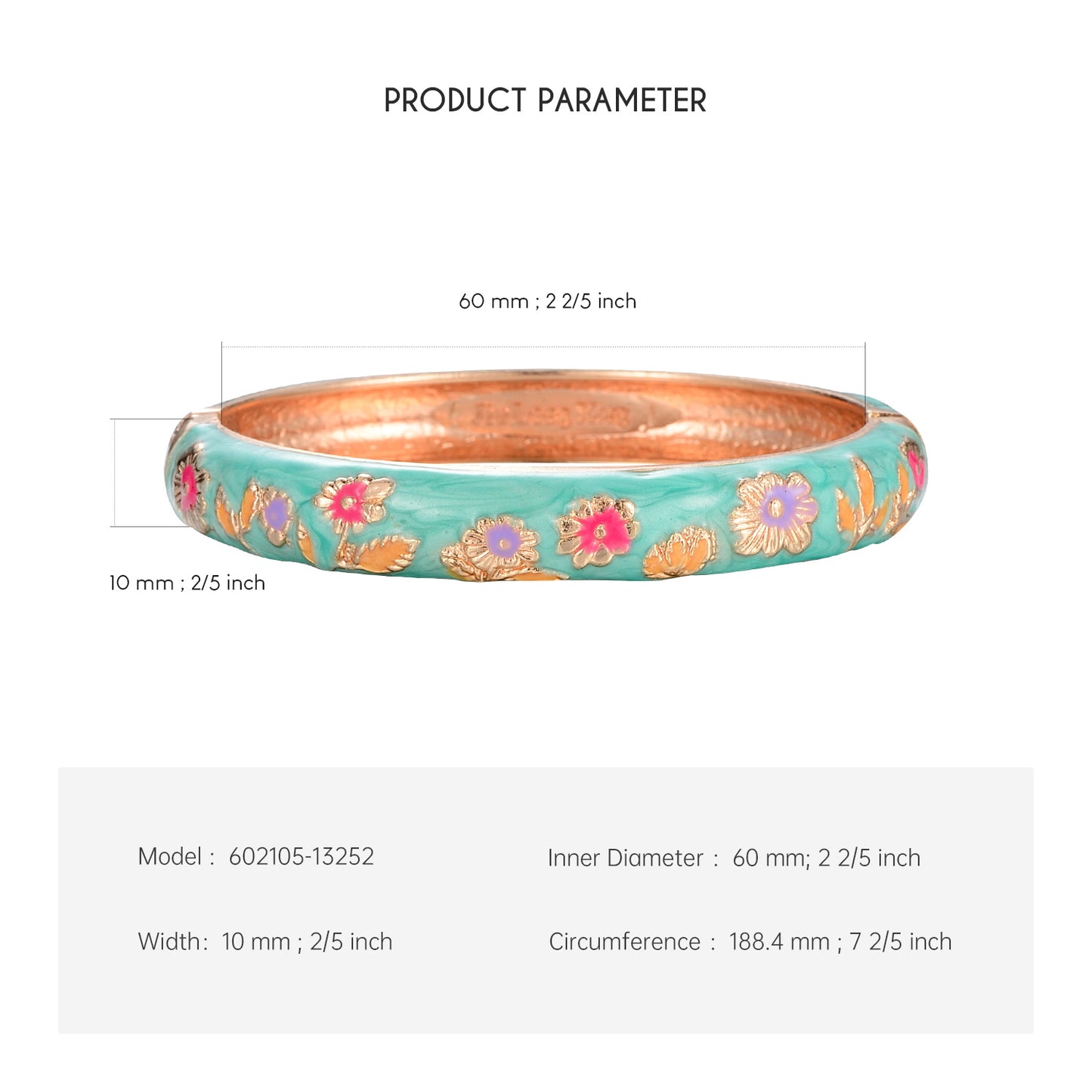 UJOY Women's Bangle Bracelet Golded Alloy Hinged Flower Enameled Cloisonne Jewelry