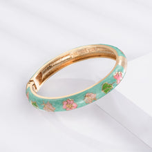 Load image into Gallery viewer, UJOY Gorgeous Jewelry Enemal Bracelets-Cloisonne Floral Golden Spring Openable Cuff Bangles Gifts for Women Girl