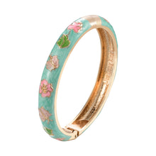 Load image into Gallery viewer, UJOY Gorgeous Jewelry Enemal Bracelets-Cloisonne Floral Golden Spring Openable Cuff Bangles Gifts for Women Girl