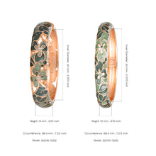 Load image into Gallery viewer, UJOY Vintage Jewelry Cloisonne Handcrafted Enameled Gorgeous Rhinestone Rose Gold Hinged Cuff Bracelet Bangles