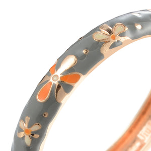 UJOY Cloisonne Bracelet Openable Hinge Gold Cuff Enamel Flower Bangle