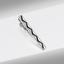 Load image into Gallery viewer, UJOY Silver Line Printed Skinny Tie Clips Necktie Shirts Bar Pins Box Packed Gift for Men