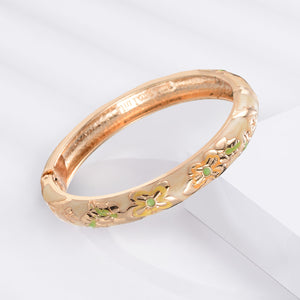 UJOY Fashion Set of Cloisonne Bracelets Gold Plated Butterfly Filigree Enameled Gifts for Women
