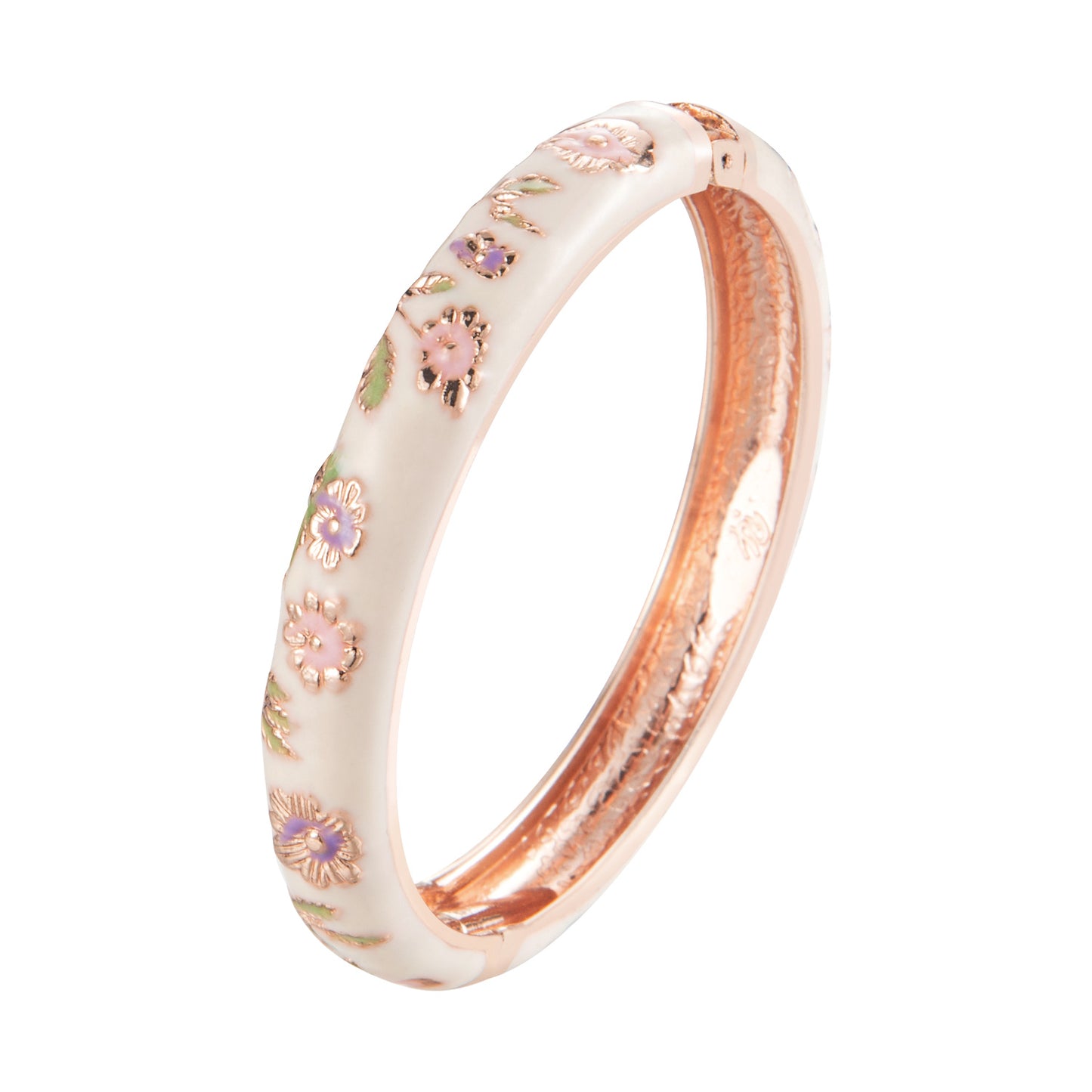 UJOY Women's Bangle Bracelet Golded Alloy Hinged Flower Enameled Cloisonne Jewelry