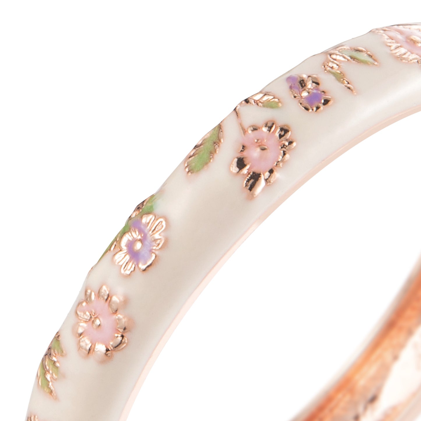 UJOY Women's Bangle Bracelet Golded Alloy Hinged Flower Enameled Cloisonne Jewelry