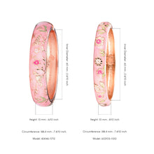 Cargar imagen en el visor de la galería, UJOY Handcrafted Cloisonne Bangle Bracelets Enamel Metal Handcuff Jewelry Set Box Gift for Women Pink Color