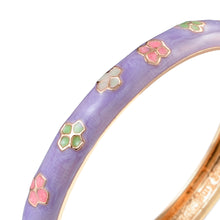 Cargar imagen en el visor de la galería, UJOY Women&#39;s Bangle Bracelet Golded Alloy Hinged Flower Enameled Cloisonne Jewelry