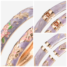 Cargar imagen en el visor de la galería, UJOY Handcrafted Cloisonne Bangle Bracelets Golden Dragonfly Enamel Metal Handcuff Jewelry Set Box Gift for Women