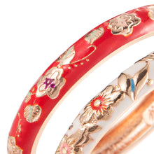 Load image into Gallery viewer, UJOY Multi-Colors Set of Handcraft Jewelry Cloisonne Bracelet Enamel Flower Spring Hinged Womens Bangles