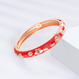 UJOY Multi-Colors Set of Handcraft Jewelry Cloisonne Bracelet Enamel Flower Spring Hinged Womens Bangles