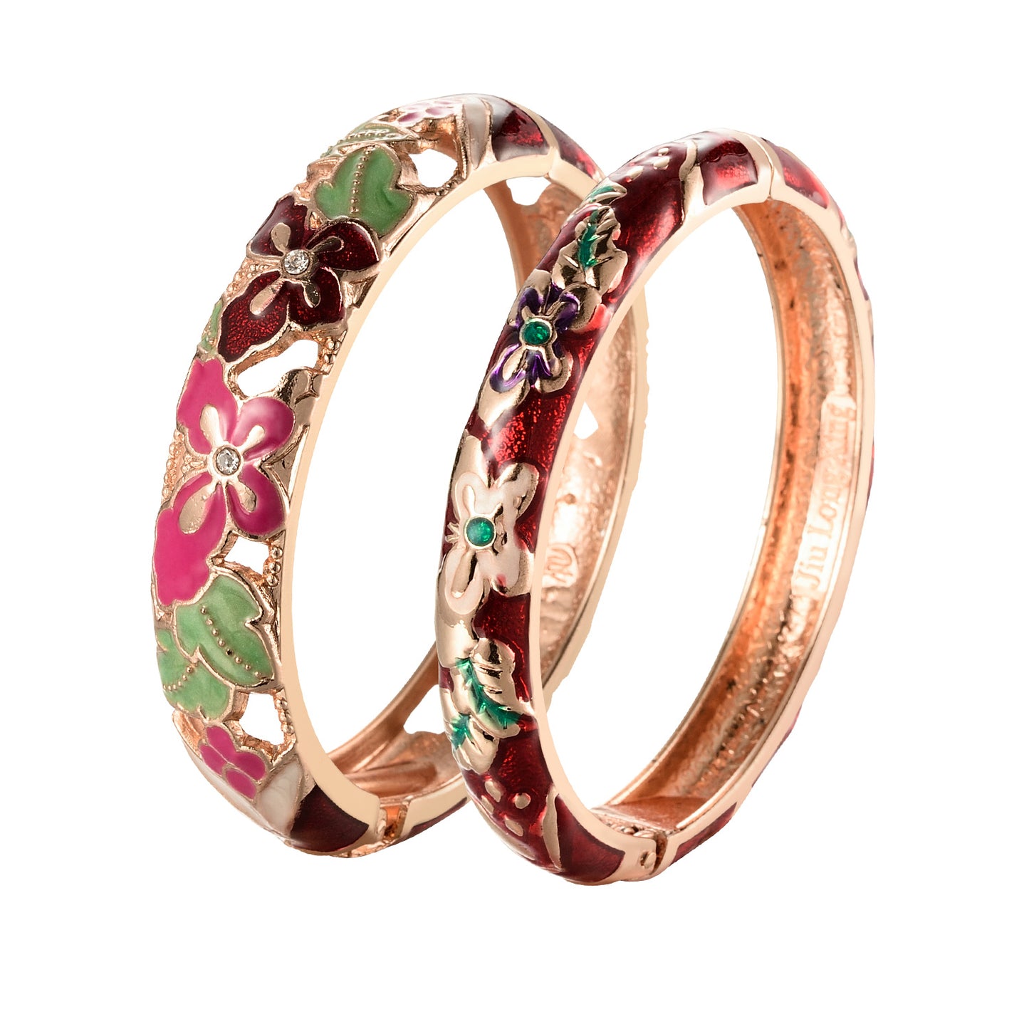 UJOY Fashion Cloisonne Bracelets Gold Plated Butterfly Filigree Enameled Womens Set Box Gifts Bangles
