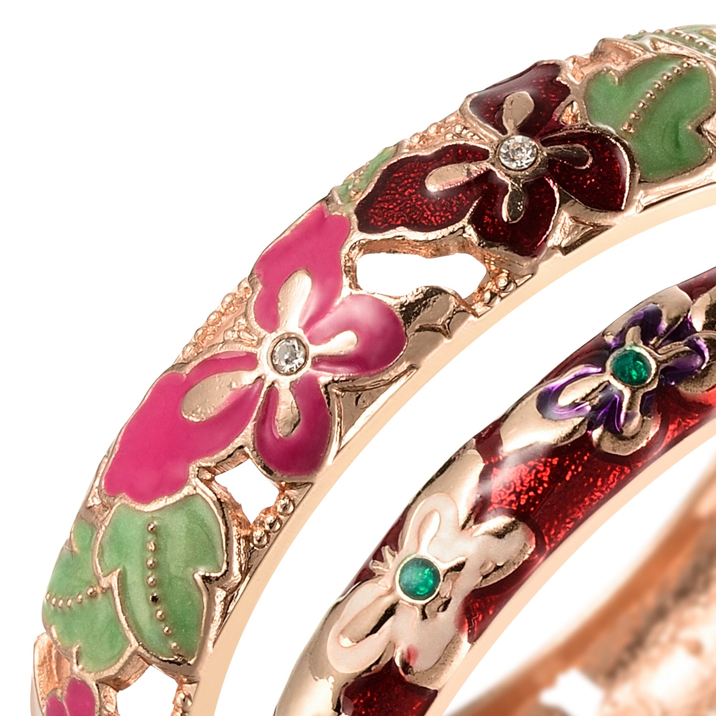 UJOY Fashion Cloisonne Bracelets Gold Plated Butterfly Filigree Enameled Womens Set Box Gifts Bangles