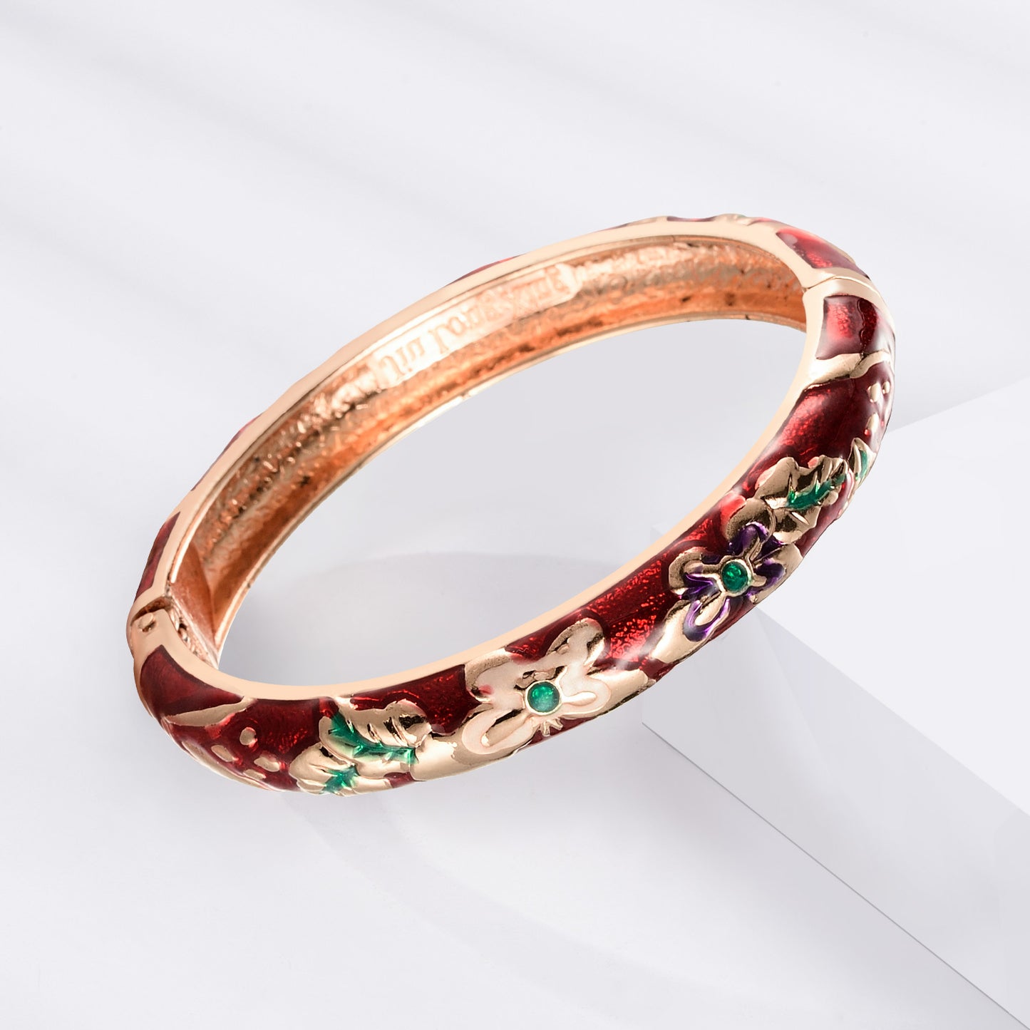 UJOY Fashion Cloisonne Bracelets Gold Plated Butterfly Filigree Enameled Womens Set Box Gifts Bangles