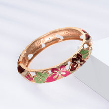 Cargar imagen en el visor de la galería, UJOY Fashion Cloisonne Bracelets Gold Plated Butterfly Filigree Enameled Womens Set Box Gifts Bangles