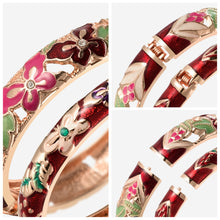 Load image into Gallery viewer, UJOY Fashion Cloisonne Bracelets Gold Plated Butterfly Filigree Enameled Womens Set Box Gifts Bangles
