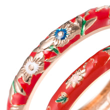 Cargar imagen en el visor de la galería, UJOY Designer Set of Indian Style Cloisonne Bracelets Openable Cuff Enameled Bangles Set Jewelry Gift for Women