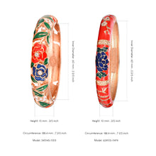 Cargar imagen en el visor de la galería, UJOY Fashion Set of Cloisonne Bracelets Gold Plated Flower Filigree Enameled Womens Gifts Bangles Spring Hinged