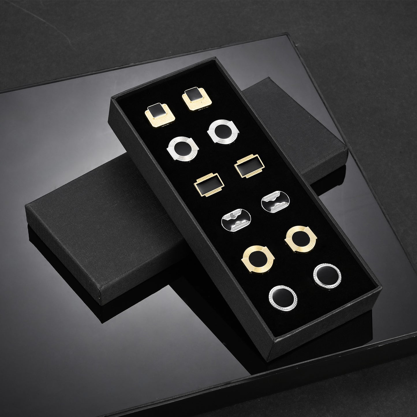 UJOY Cufflinks Shirts Set Business Parts Necktie Pins Bars Cuff Links Box for Men