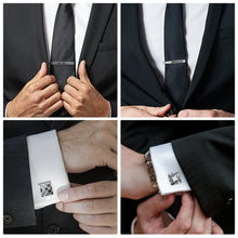 Load image into Gallery viewer, UJOY Cufflinks and Studs Set Blanks Round 4 Colors Shirt Tuxedo Buttons Packed in Cufflink Box for Men