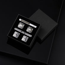 Load image into Gallery viewer, UJOY Cufflinks and Studs Set Blanks Round 4 Colors Shirt Tuxedo Buttons Packed in Cufflink Box for Men