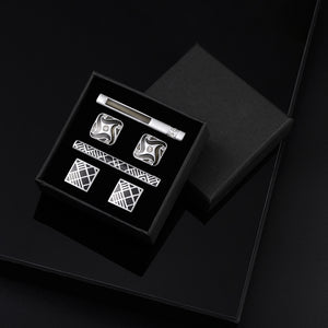 UJOY Cufflinks and Studs Set Blanks Round 4 Colors Shirt Tuxedo Buttons Packed in Cufflink Box for Men