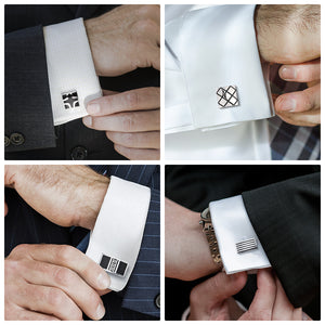 UJOY Tie Clip Shirts Cufflinks Combo Set Business Parts Necktie Pins Bars Cuff Links Box for Men